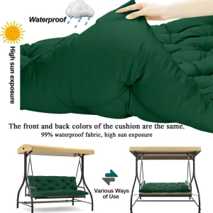 Replacement Cushions for Swing, Waterproof Porch Swing Cushion, 2-3 Seat Outdoor Bench Cushion with Backrest for Patio Furniture Garden Porch Loveseat Glider Pad (Sky Blue 70*40in)