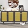 58" Farmhouse Coffee Bar Cabinet with Sliding Barn Door, Heavy Duty Sideboard Buffet Cabinet Kitchen Storage(Grey)