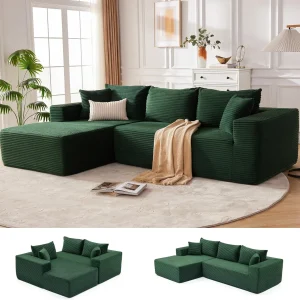 110 Cloud Sectional Couch, Boneless Sofa for Living Room Modular Sectional Sofa with Deep Seat