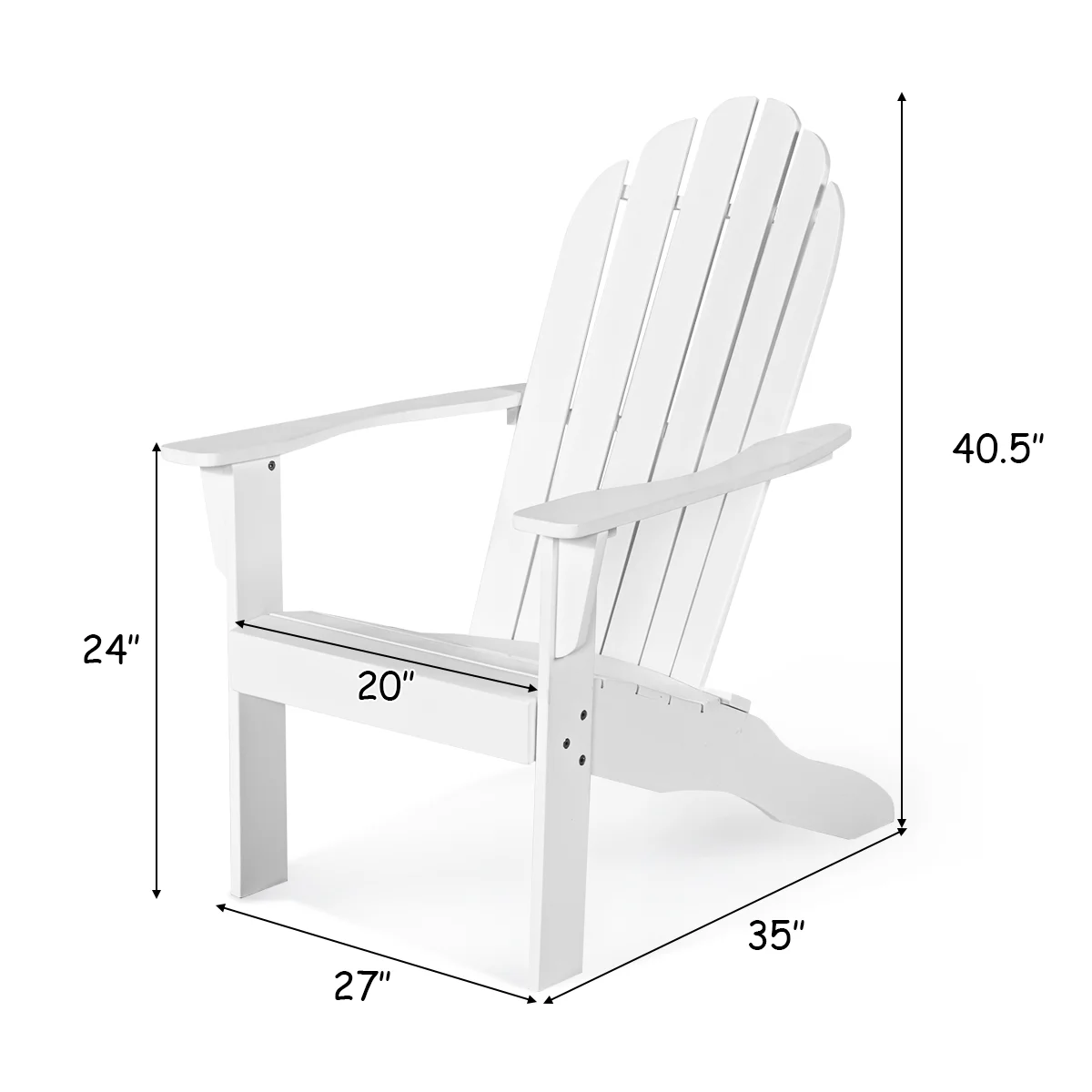 Costway Outdoor Adirondack Chair Accent Chair Solid Wood sturdy Patio Garden Deck Furniture Gray