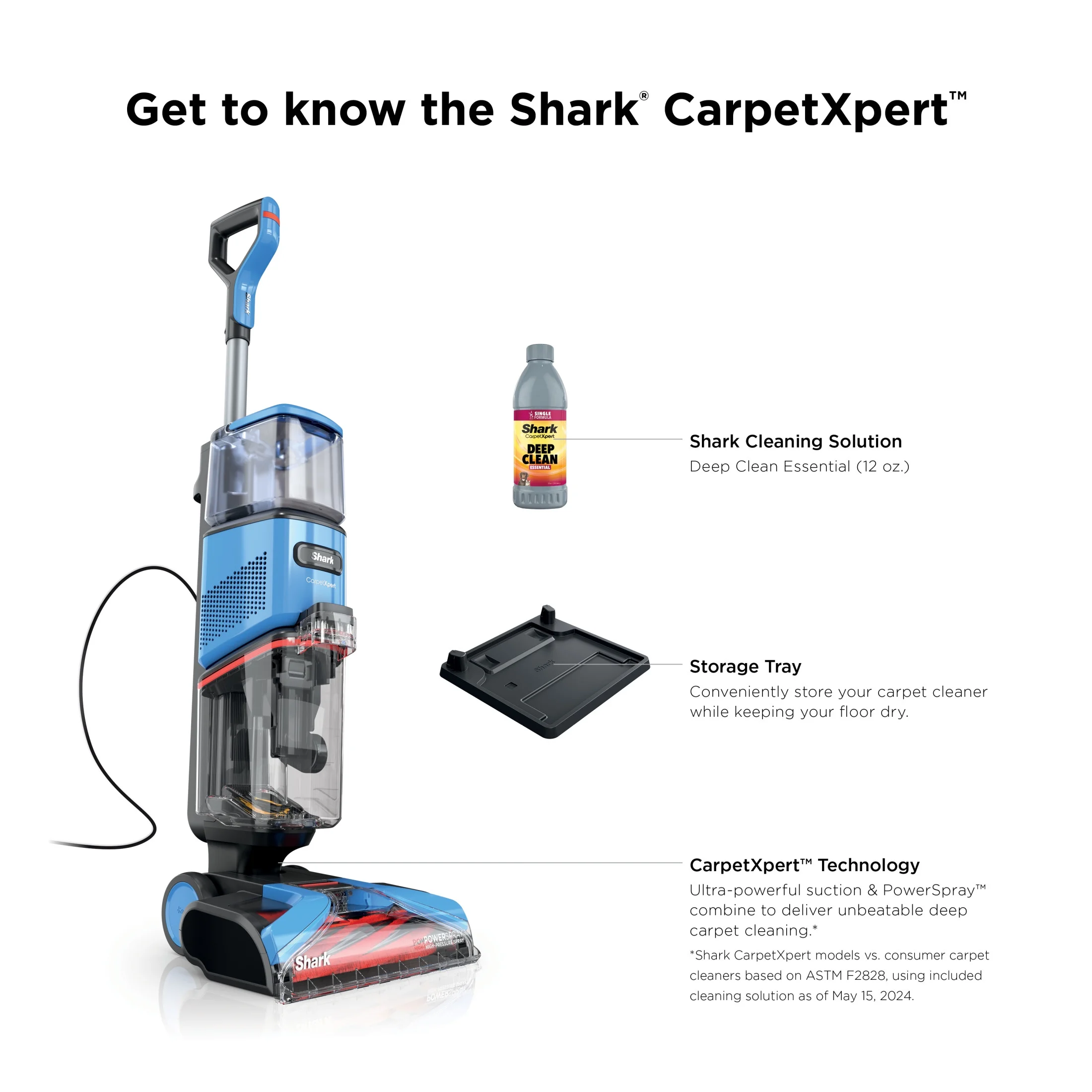Shark? CarpetXpert? Upright Carpet & Area Rug Cleaner, Perfect for Pets, Lightweight & Powerful, Dirt, Grime, & Odor Removal, Carpet Shampooer, Cleaning Solution, Blue, EX121BRN