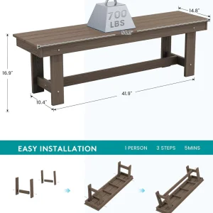 SERWALL 7-Piece Patio Table Set, Outdoor HDPE Dining Furniture with Umbrella Hole, All Weather Table and Chairs for Lawn, Garden, Poolside, Aruba
