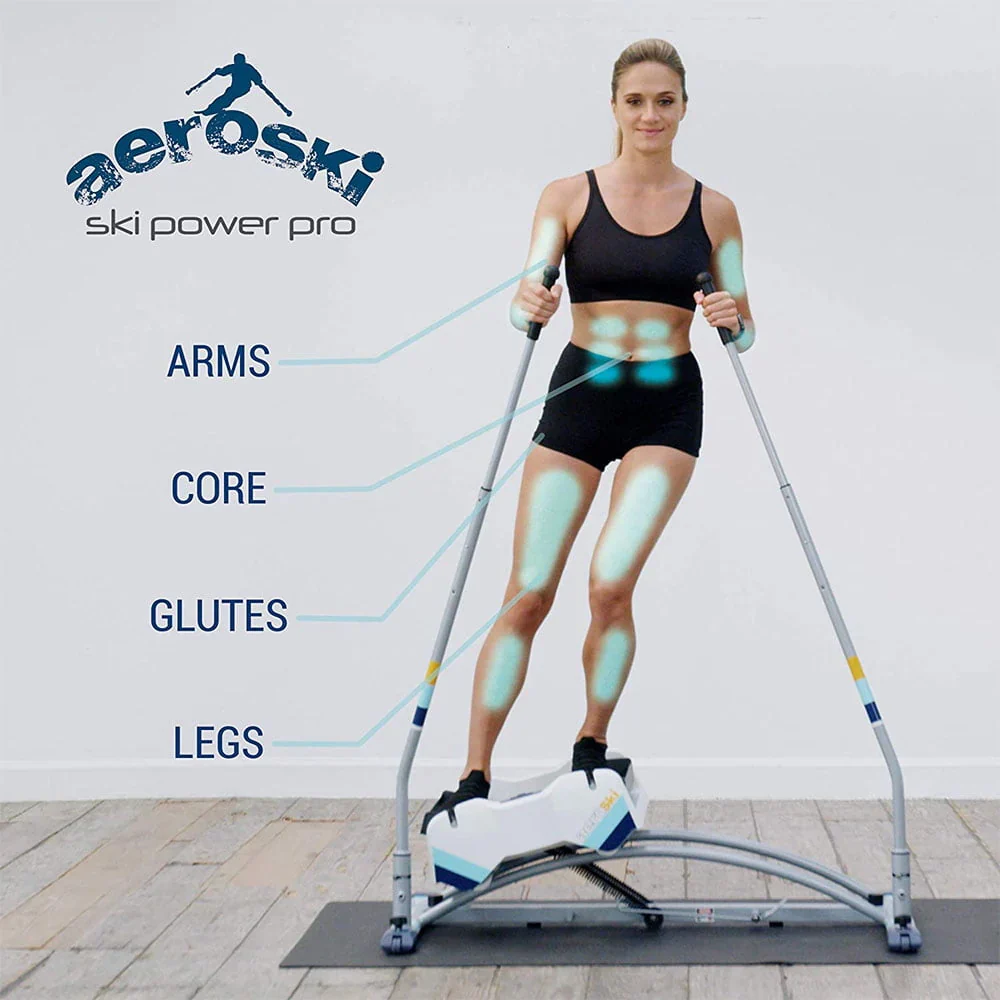 Aeroski 2.0 Ski Fitness Workout Machine with Recoil Spring Resistance Gray