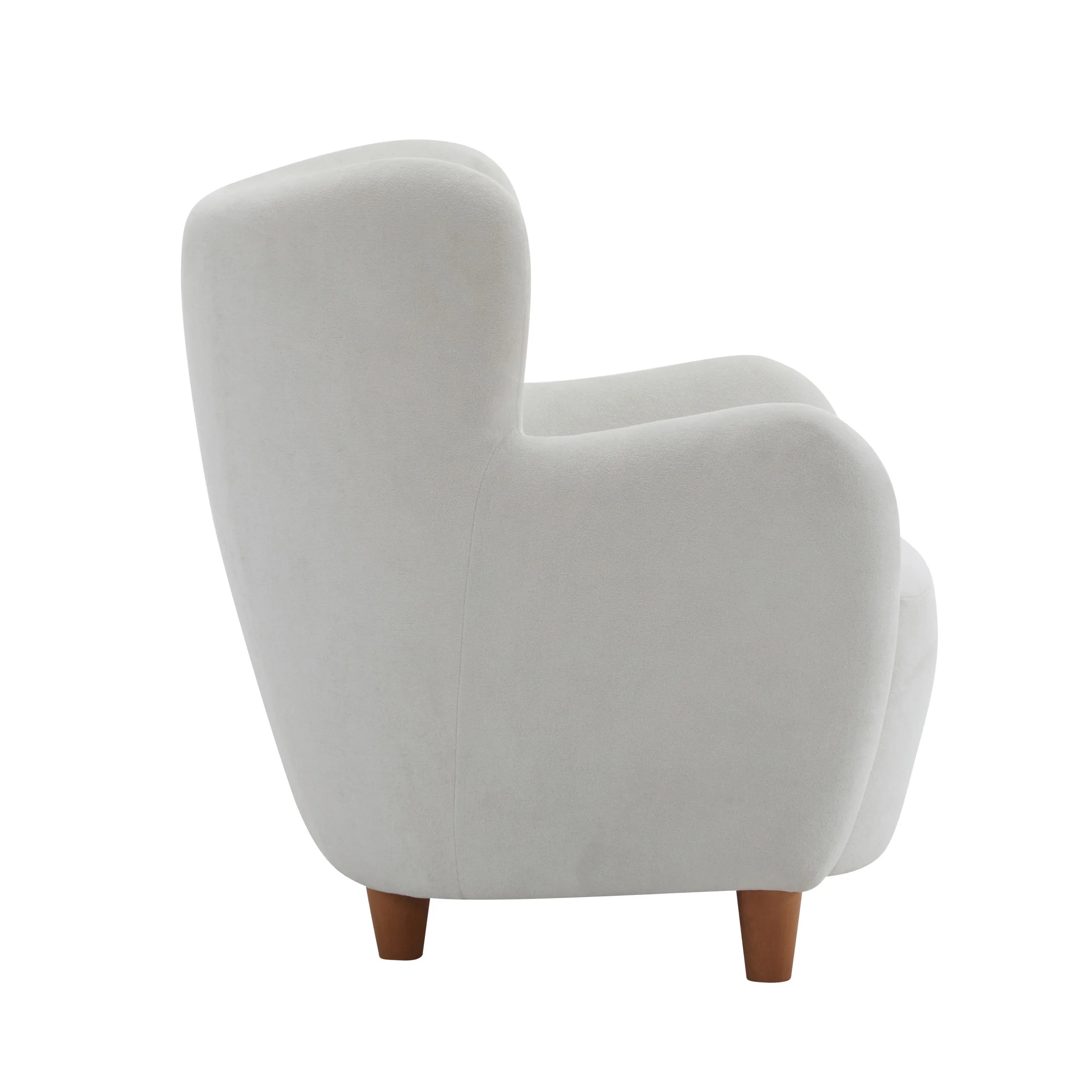Christopher Knight Home Mid-Century Modern Velvet Wingback Accent Chair with Birch Legs, White