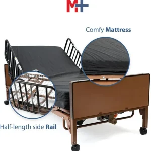Fully electric hospital bed set, foam mattress, half side rails