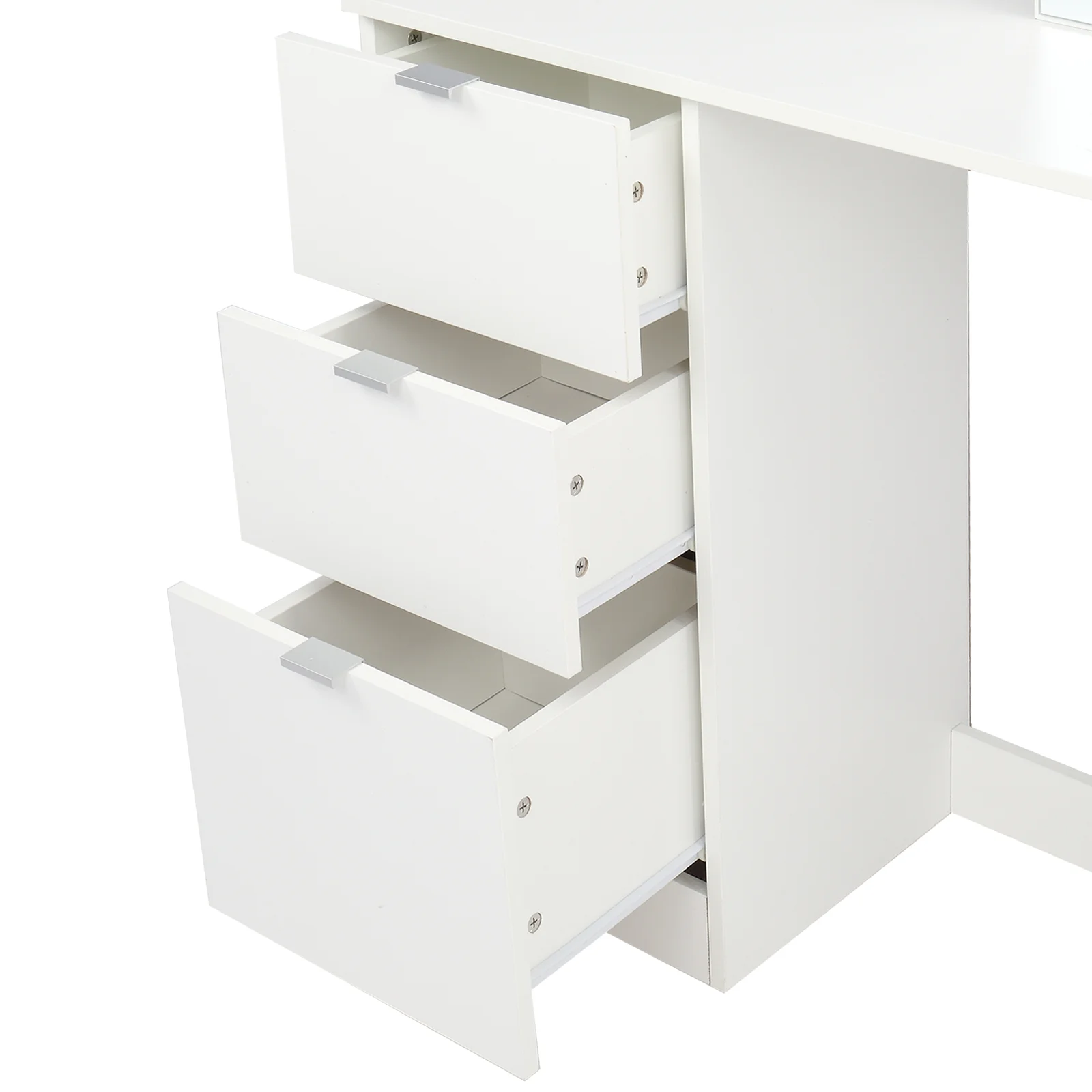 Ktaxon Vanity Set with 3 Color Lighted Mirror, Makeup Table with 6 Drawers, Dressing Table Makeup Desk with Stool, White
