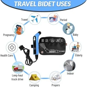 Orca Portable Travel Bidet Bottle Handheld Personal Sprayer, Electric Travel Bidet Camping Bathroom Personal Hygiene Cleaning Baby Care Toilet Sprayer Cleaning