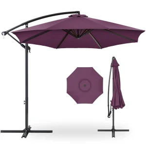 Best Choice Products 10ft Offset Hanging Outdoor Market Patio Umbrella w/ Easy Tilt Adjustment - Tan
