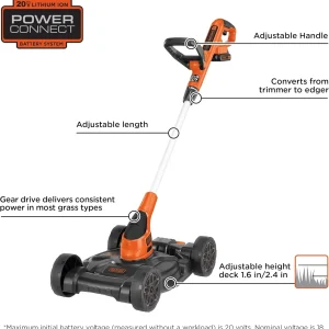 BLACK+DECKER Combination String Trimmer, Lawn Mower, and Edger, Cordless 3-in-1