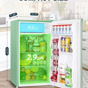 Upstreman 3.2 Cu.Ft Mini Fridge with Freezer Single Door Compact Refrigerator for Dorm, Bedroom, or Office Adjustable Thermostat, Black (BR321)