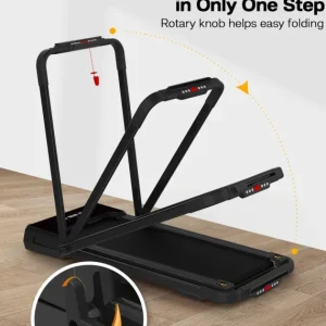 FYC 3.5HP Under Desk Treadmill 300LBS Weight Capacity 2-in-1 Foldable Design Remote Control & LED Display Compact Electric Walking and Running Machine for Walking Running Jogging (Black)