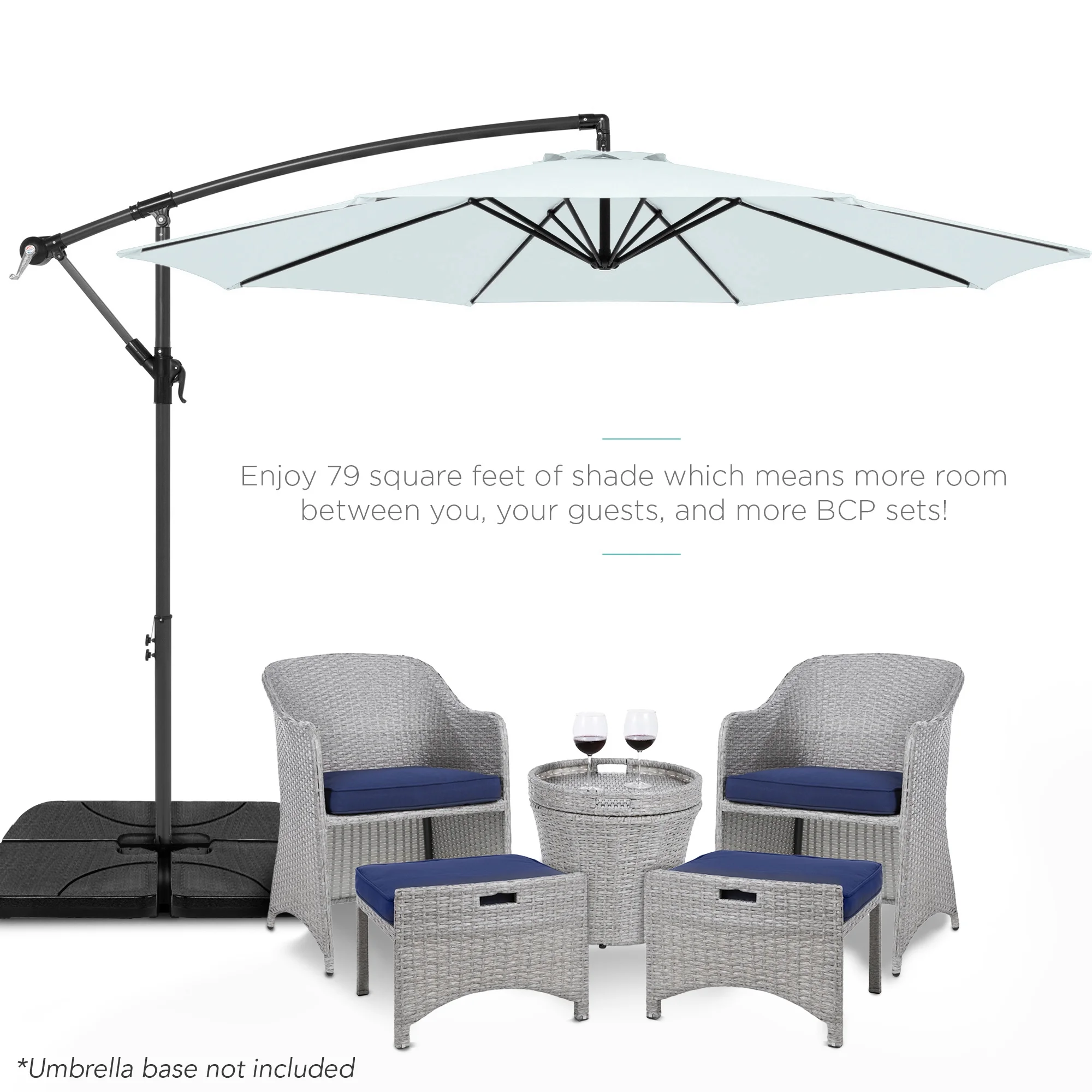 Best Choice Products 10ft Offset Hanging Outdoor Market Patio Umbrella w/ Easy Tilt Adjustment - Tan