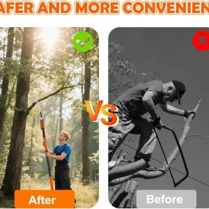 30FT Reach Pole Saw for Tree Trimming, Telescoping Tree Pruner Extendable with 5-24FT Extension Pole, Manual Saw for Yard, Garden, Patios