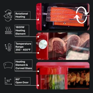 Brazilian Flame Churrasco? Gas Rotisserie Oven Grill Roaster with Auto Rotating Skewers for Rotisserie Chicken Brazilian Style BBQ and Churrasco Shawarma Machine Propane Grill - 2024 Series