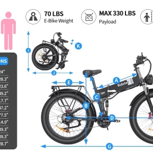 Eletric Bike for Adults 750W Motor 48V 20Ah Removable Battery 26?? Fat Tire Folding E-Bike Shimano 21-Speed MTB Cycling UL2849