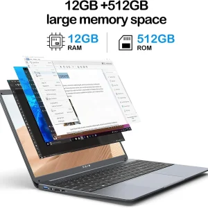 SGIN 15.6inch Laptop 12GB DDR4 512GB SSD Windows 11 with Intel Celeron N5095A Full HD 1920x1080