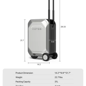 L2-S Smart Rideable Luggage, Foldable Electric Scooter Suitcase, 6.2 mph Max Speed, 6.2-Mile Range, Lightweight Portable Design for Travel & Commute
