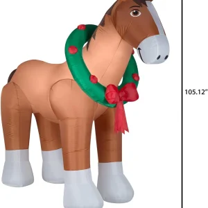 Christmas Inflatables Clydesdale Horse Holiday Inflatable, 9 Foot Wide and Lights Up, Comes with Tether Stakes, Rope, Power Supply and Two Bonus Repair Patches Brown MTR-17148