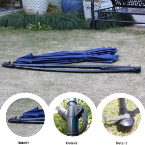Sunnyglade 10Ft Outdoor Adjustable Offset Cantilever Hanging Patio Umbrella (Navy Blue)