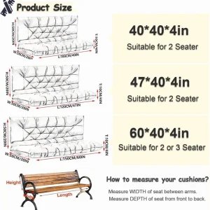 Replacement Cushions for Swing, Waterproof Porch Swing Cushion, 2-3 Seat Outdoor Bench Cushion with Backrest for Patio Furniture Garden Porch Loveseat Glider Pad (Sky Blue 70*40in)