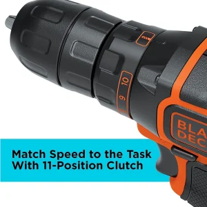 BLACK+DECKER 20V Cordless 3/8 in Drill Driver, 1.5Ah, Battery and Charger Included