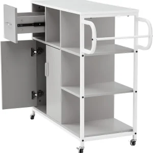 Kitchen Storage Cabinet,Storage Racks, Kitchen Island on 4 Wheels,Mobile Kitchen Table Suitable for displaying Small appliances, for Dining Room Kitchen,Gray
