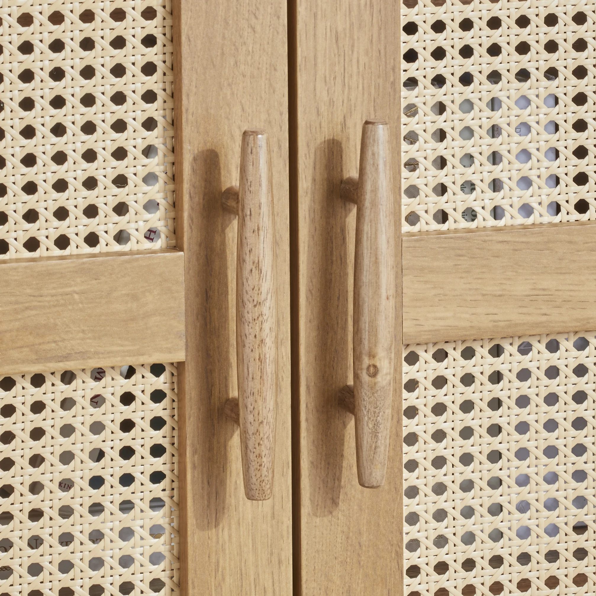 Better Homes & Gardens Springwood Caning Storage Accent Cabinet, Light Honey Finish