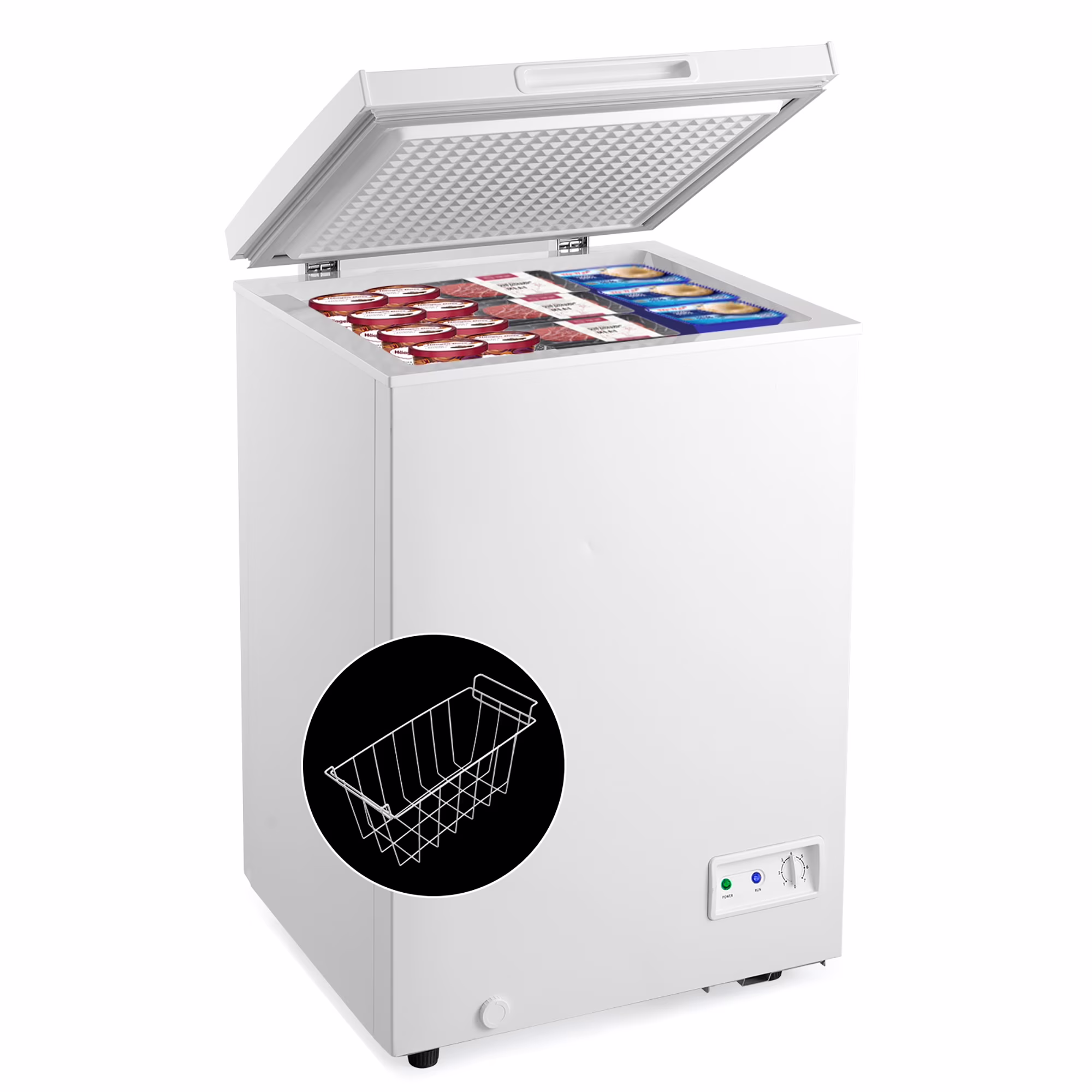 Costway 3.5 Cubic Feet Removable Storage Basket Chest Freezer