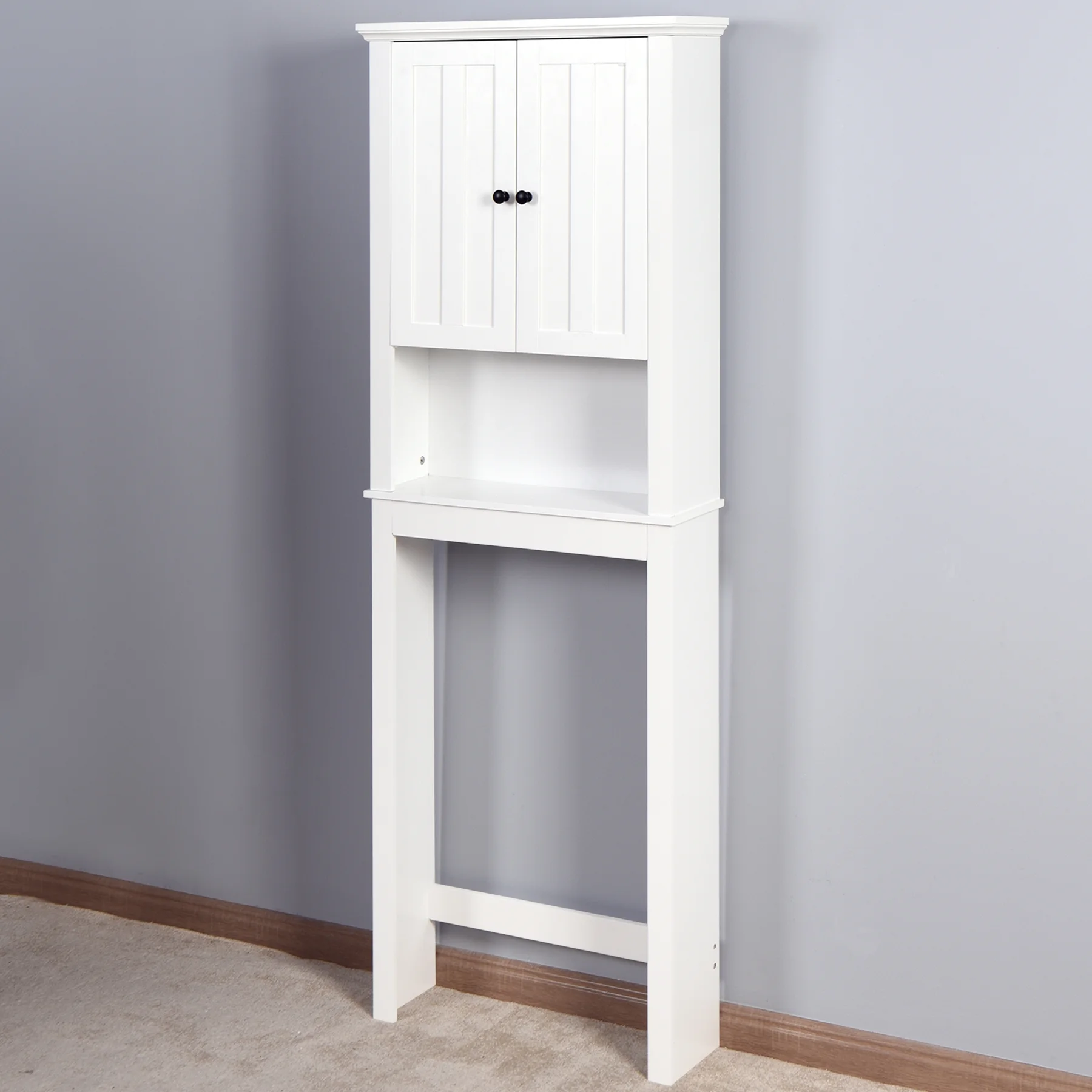 Ktaxon 67"H Over The Toilet Storage, Bathroom Space Saver, Bathroom Cabinet with Double Door & Adjustable Shelves, White