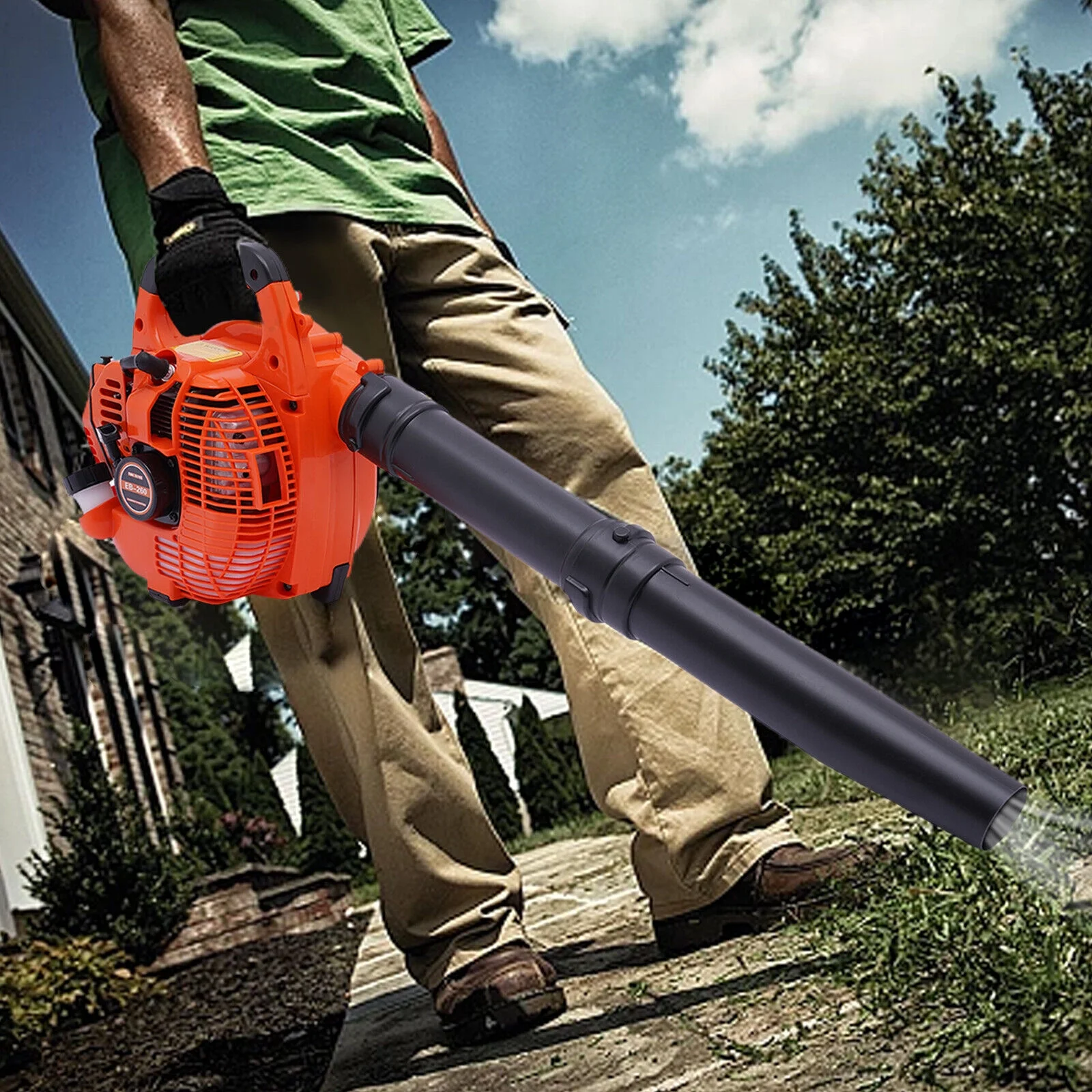 Miumaeov 25.4cc 2 Stroke Gas Powered Handheld Leaf Blower Grass Lawn Blower Sweeper Cleaning Tool 7000rpm