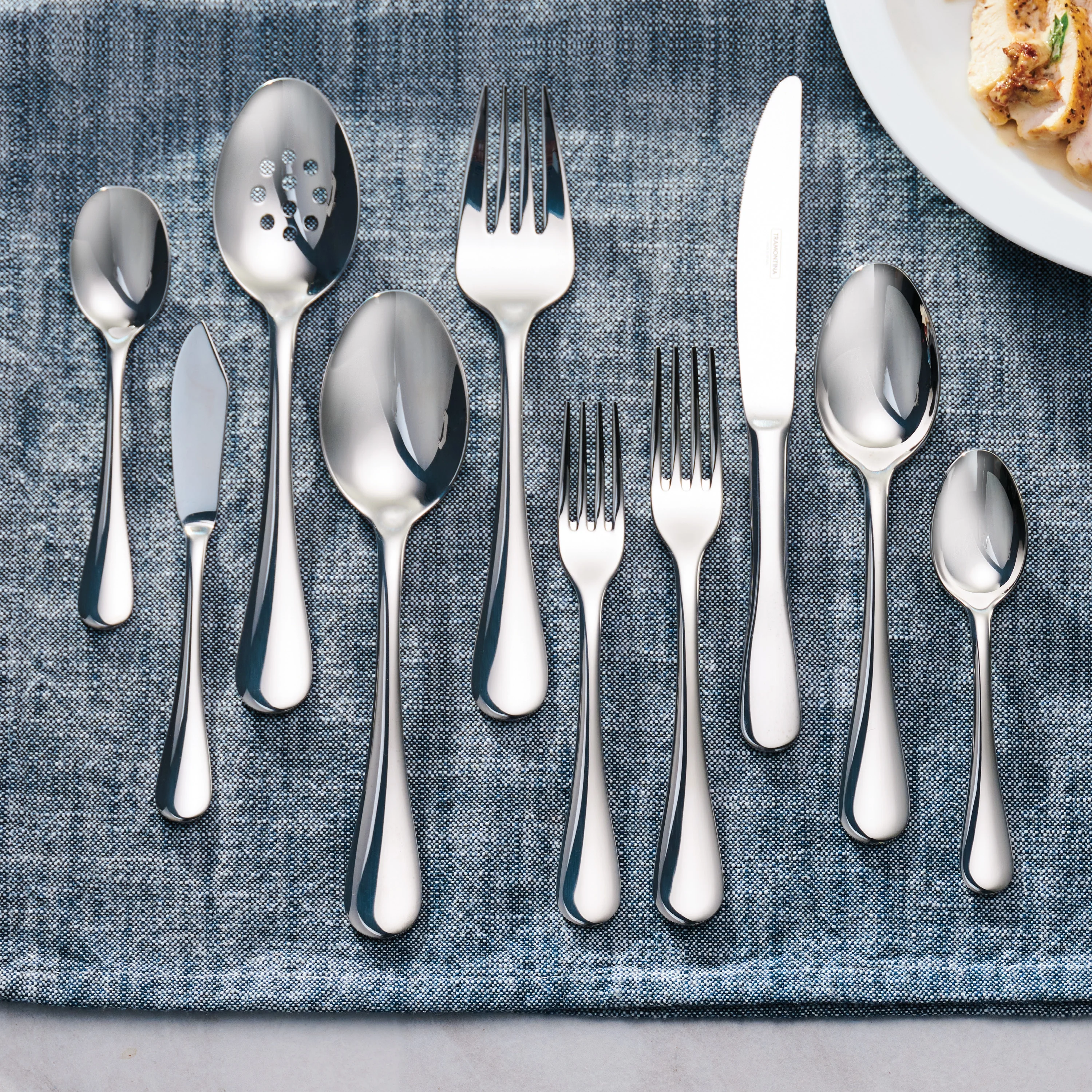 Tramontina Classic 45-Piece Stainless Steel Flatware Set -C Mirror-Polished, Knives, Forks, Spoons & Serving Utensils Silverware Set, Service for 8