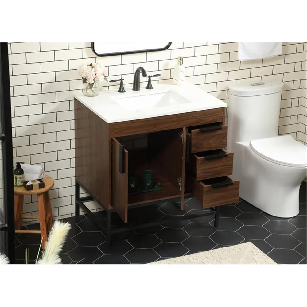 Elegant Kitchen and Bath 32 Inch Single Bathroom Vanity In Green