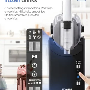 5-in-1 Slushie Machine, No Ice Needed, 15 Min Slushy Machine for Home with Self-Cleaning, Professional Frozen Drink Maker, 5 Preset Programs, Frozen Margaritas, Frapp??s, Milkshakes, and More, FOHERE