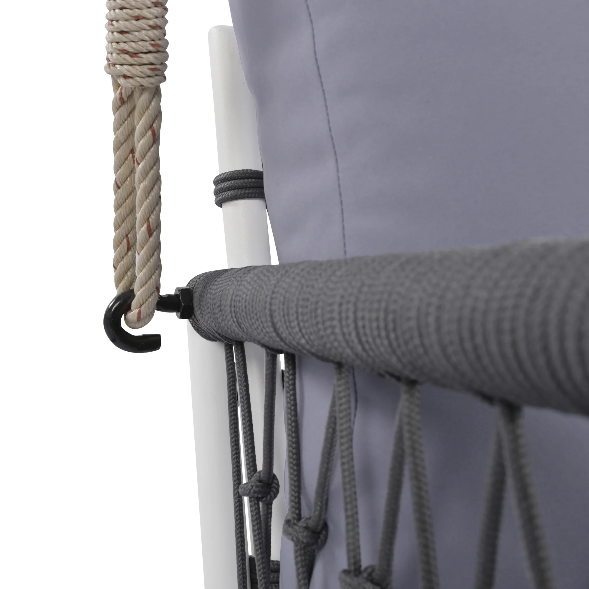 Harper & Bright Designs PE Ratten Porch Swing Chair, 2-Seater Hanging Swing Bench with Chains, All Weather Design Patio Furniture Swing for Backyard Garden Poolside, Grey and White