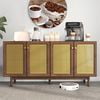 58" Farmhouse Coffee Bar Cabinet with Sliding Barn Door, Heavy Duty Sideboard Buffet Cabinet Kitchen Storage(Grey)