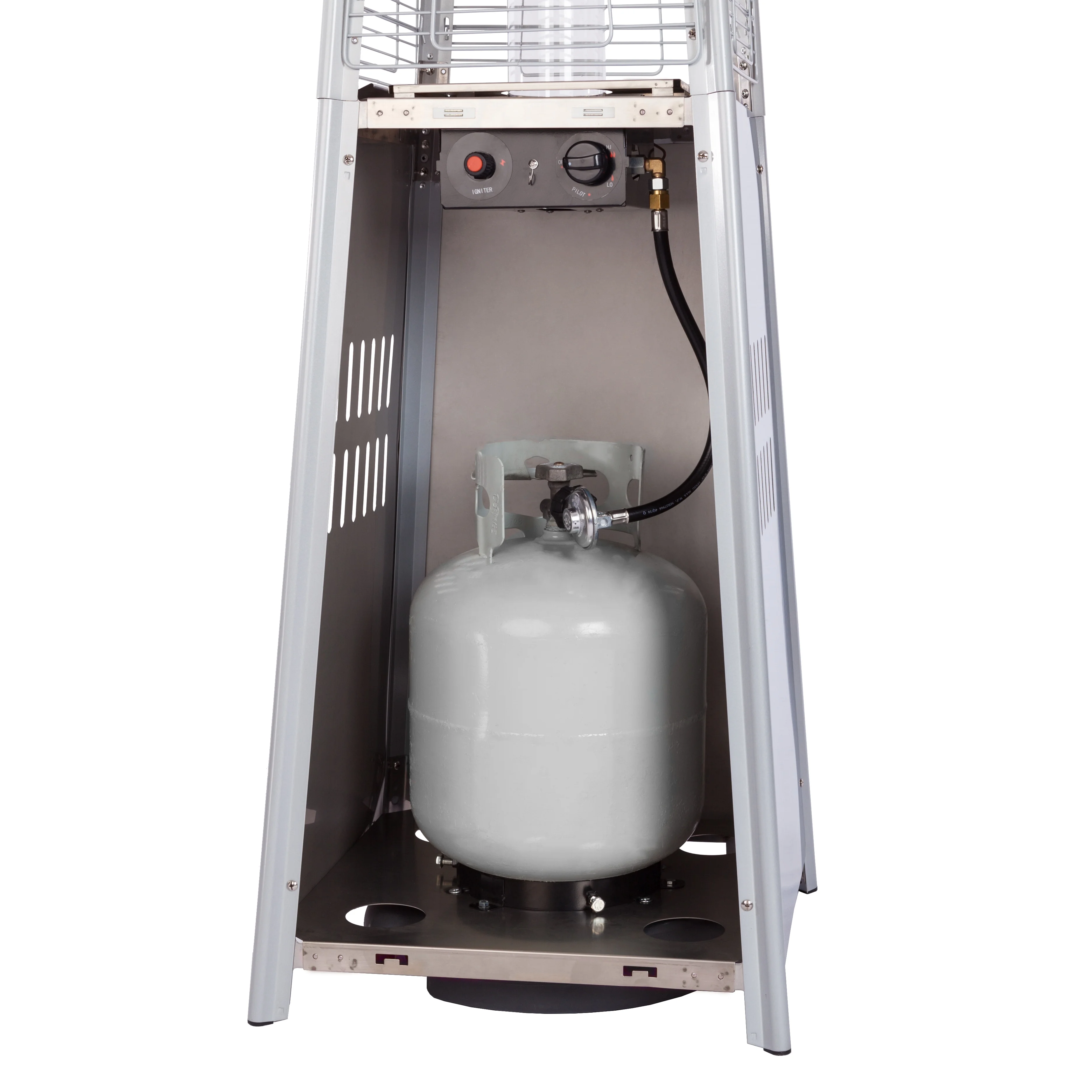 Fire Sense Pyramid Flame Patio outdoor propane Heater Tower with Wheels Coronado Brushed Bronze