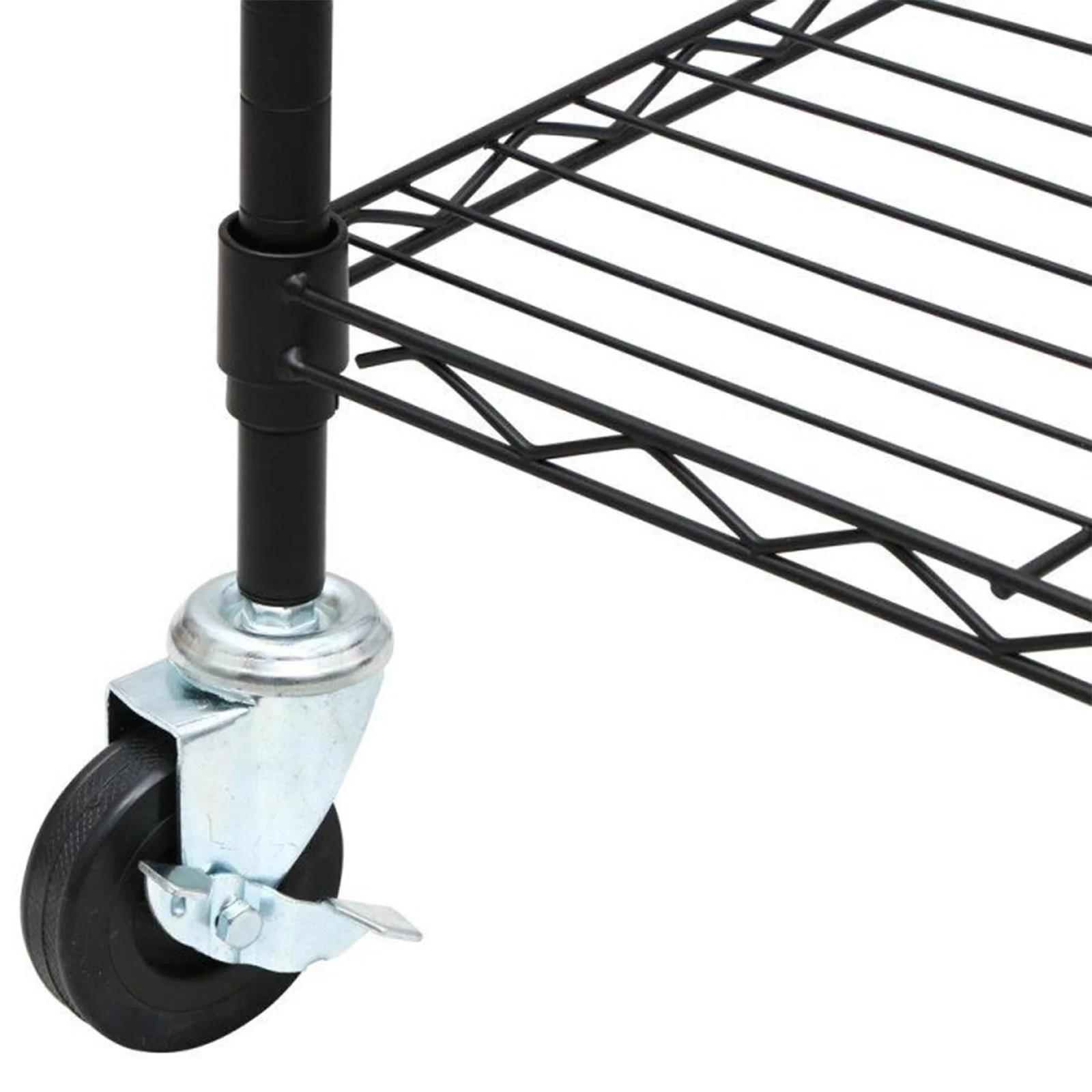 Ktaxon 4 Tier Wire Shelving with Wheels, 46"W x 17.7"D x 65"H Multifunctional Storage Rack Metal Garage Shelves Organizer, Capacity for 800lbs, Black