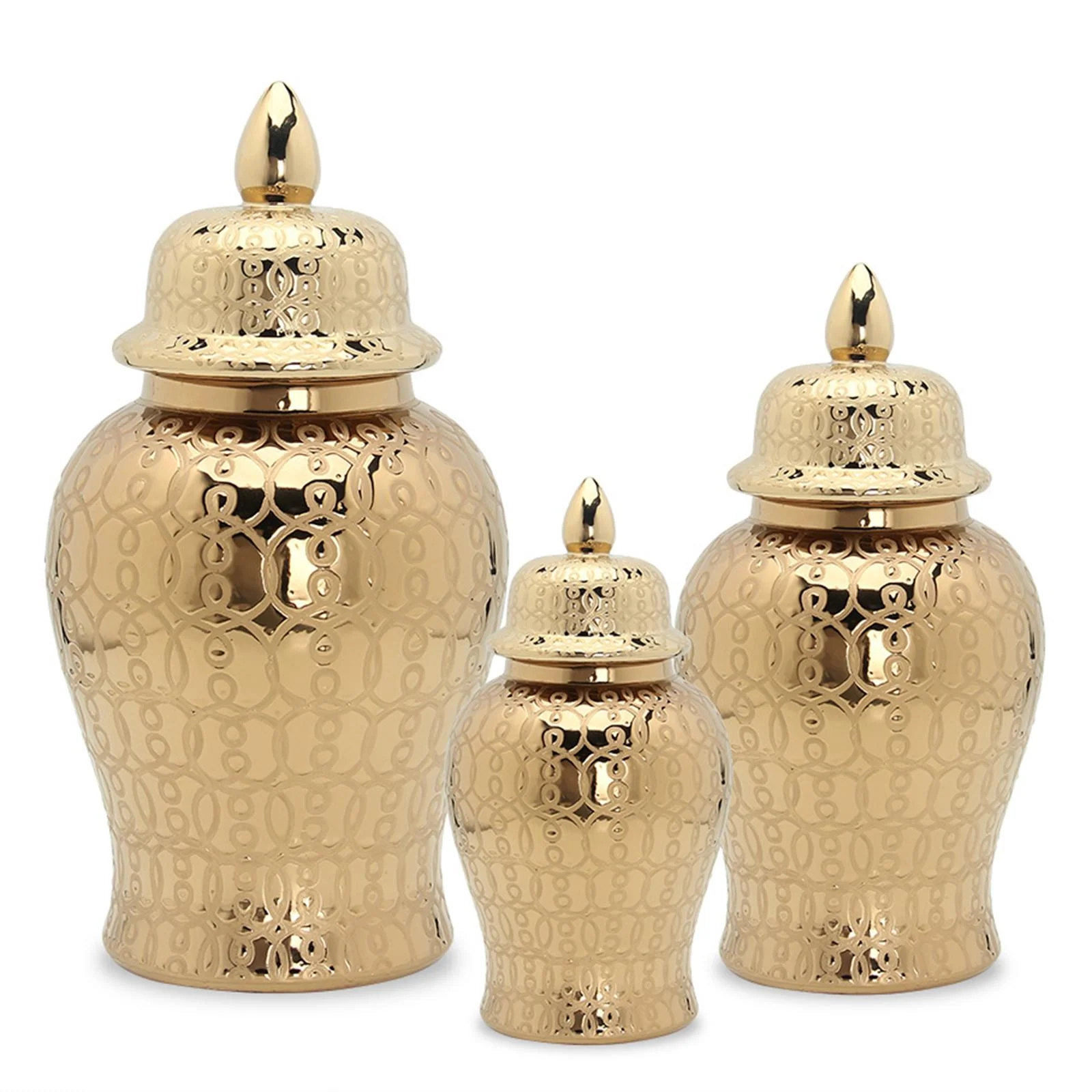 Light Ginger Jar With Lid Storage Jar Centerpiece Home Decor Floral Arrangement Vase Containers Handicraft 31x15CM
