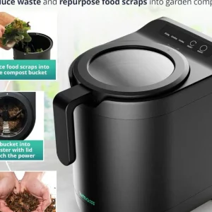 Electric Kitchen Composter 2.5L – Odorless Countertop Bin with Clear-View Lid, Smart Food Waste Disposal