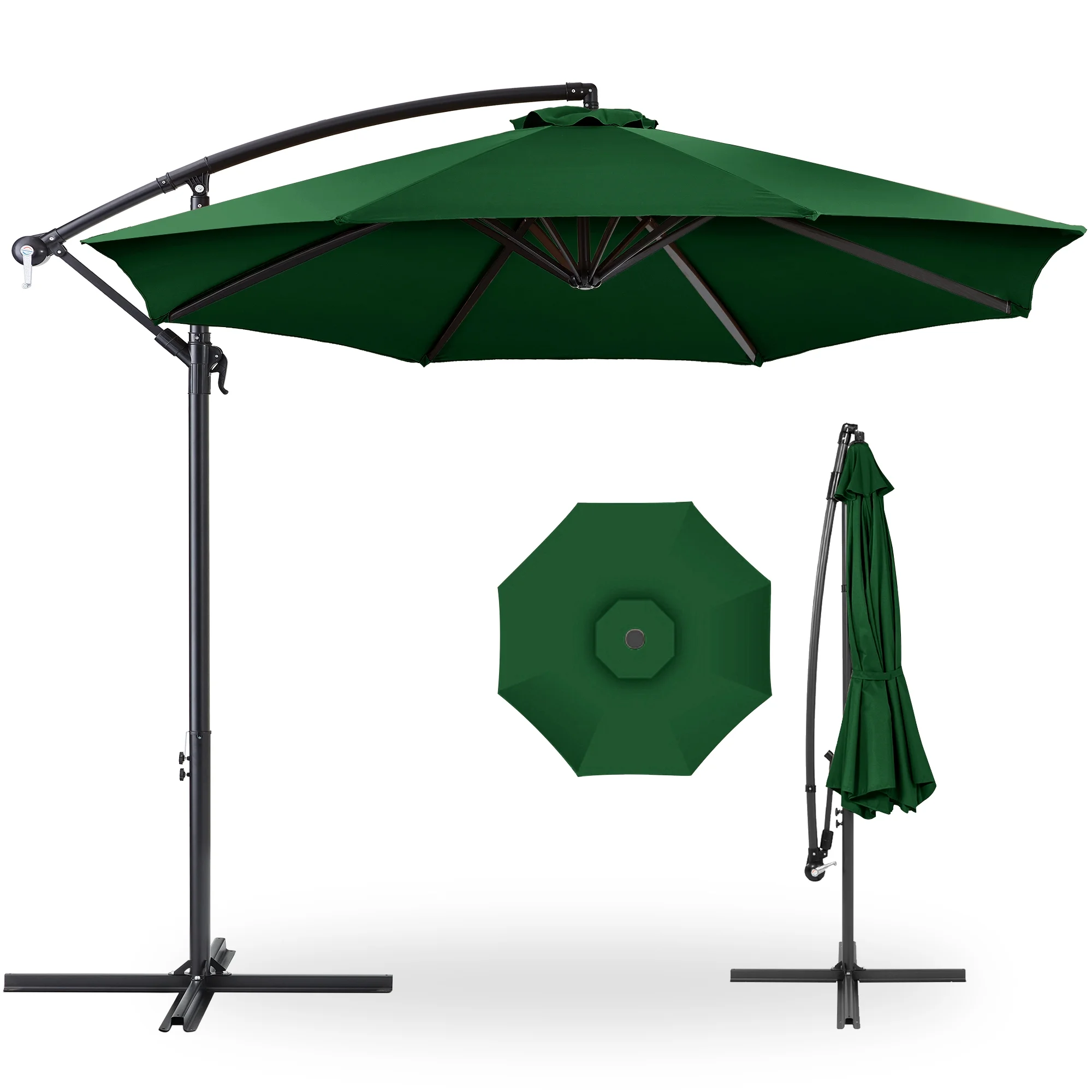 Best Choice Products 10ft Offset Hanging Outdoor Market Patio Umbrella w/ Easy Tilt Adjustment - Tan