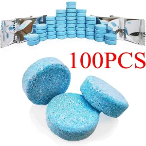 OBOSOE 100Pcs Windshield Washer Fluid Tablets,Wiper Fluid Concentrate,Washer Cleaning Tool for Car Kitchen Window, 1 Piece Makes 1.05 Gallons,100 Pcs Makes 105 Gallons(Winter: Use With Antifreeze)