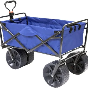 Mac Sports Heavy Duty Collapsible Folding All Terrain Utility Beach Wagon Cart Blue/Black
