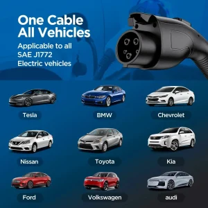 Level 2 & Level 1 EV Charger, 16Amp 110-240V Portable J1772 Electric Car Charger with Adjustable Amp Delayed Timer 25ft Long Cord