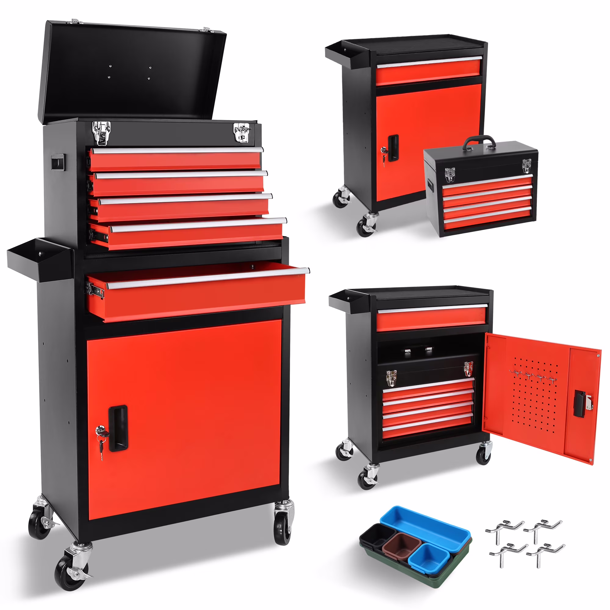 5-Drawer Rolling Tool Chest, High Capacity Tool Storage Cabinet W/Lockable Wheels
