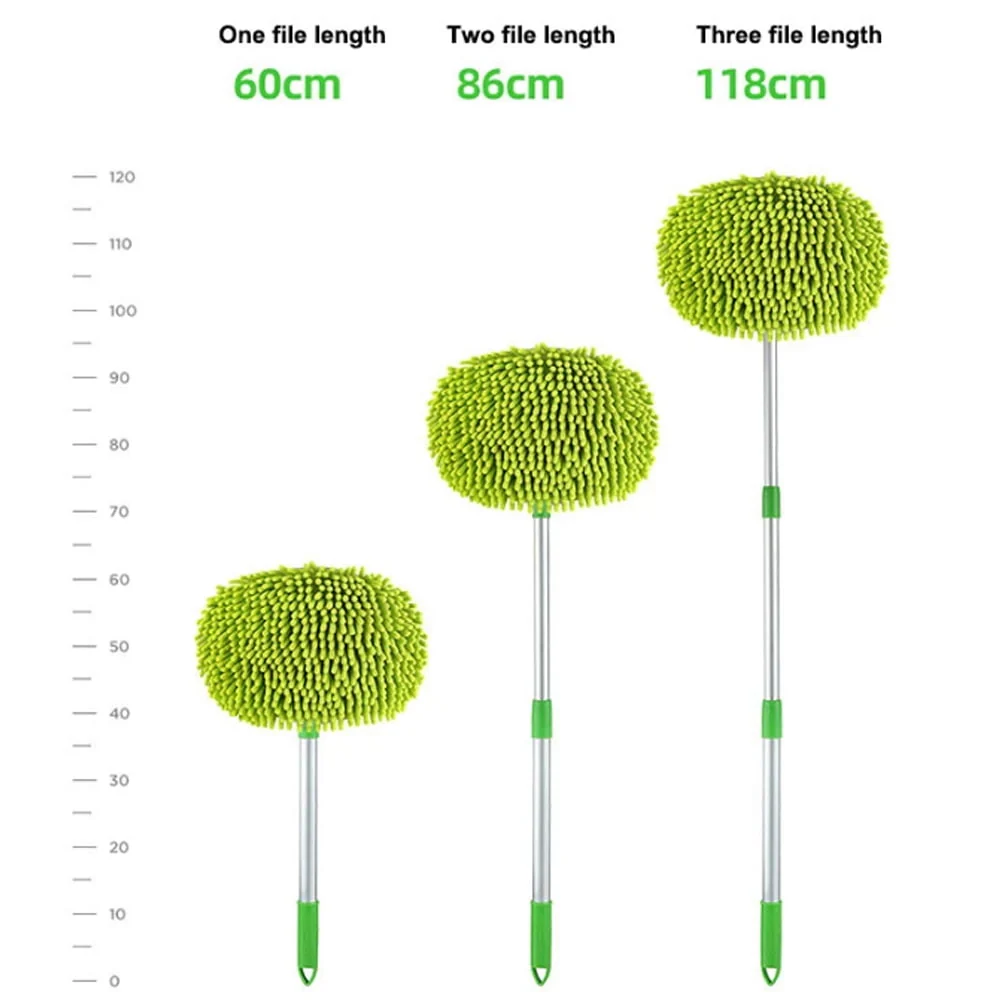 45'' Car Wash Brush with Long Handle Car Wash Mop Mitt Sponge Chenille Microfiber Car Brush Kits Car Cleaning Tools Supplies Duster Scratch Free 180 Degree Rotation for Washing RV Truck and Bus