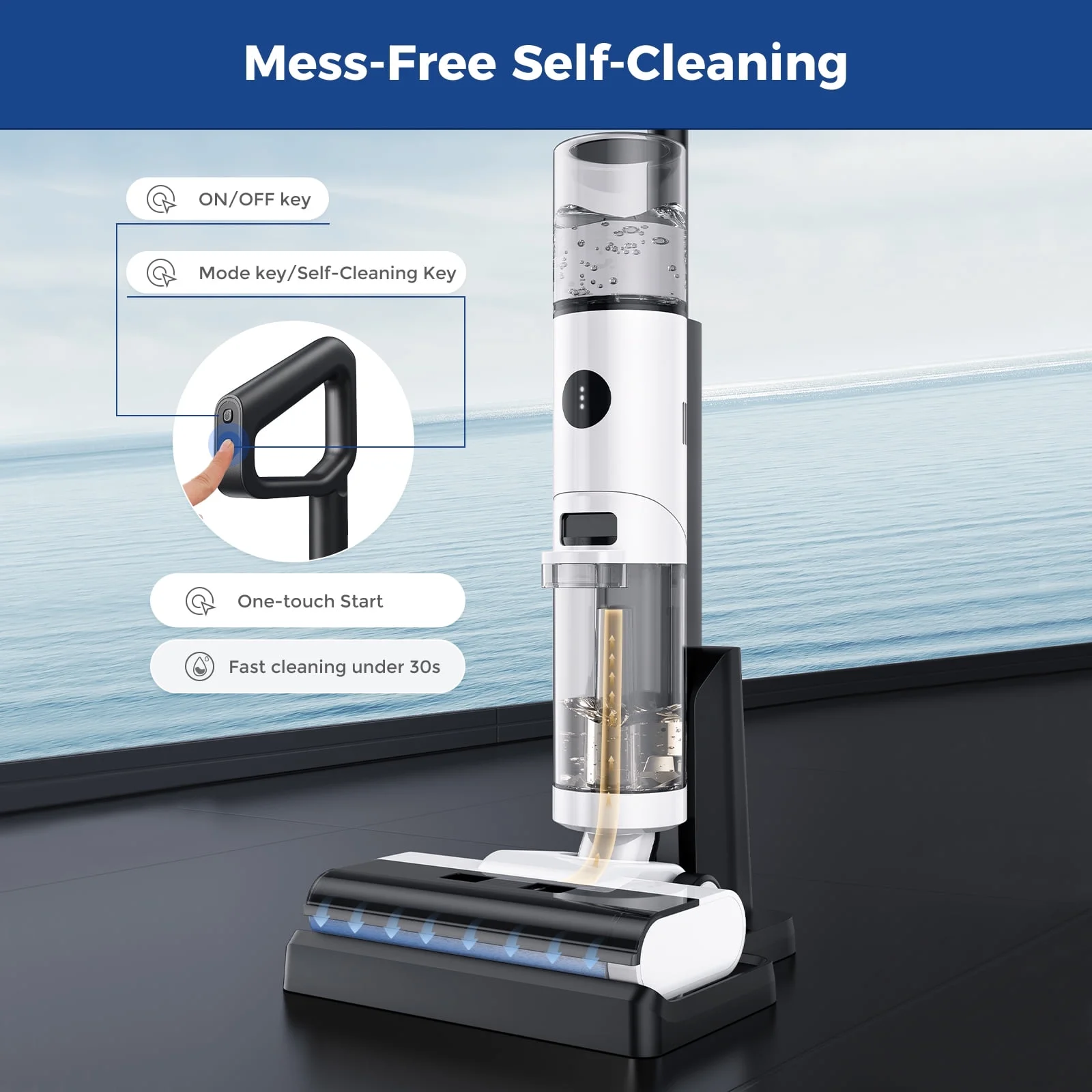 JONR ED12 Pro Max Wet Dry Vacuum Cleaner, 167-F Flashdry Self-Cleaning and 800ml Large Capacity Dirty Water Tank Smart Floor Cleaner