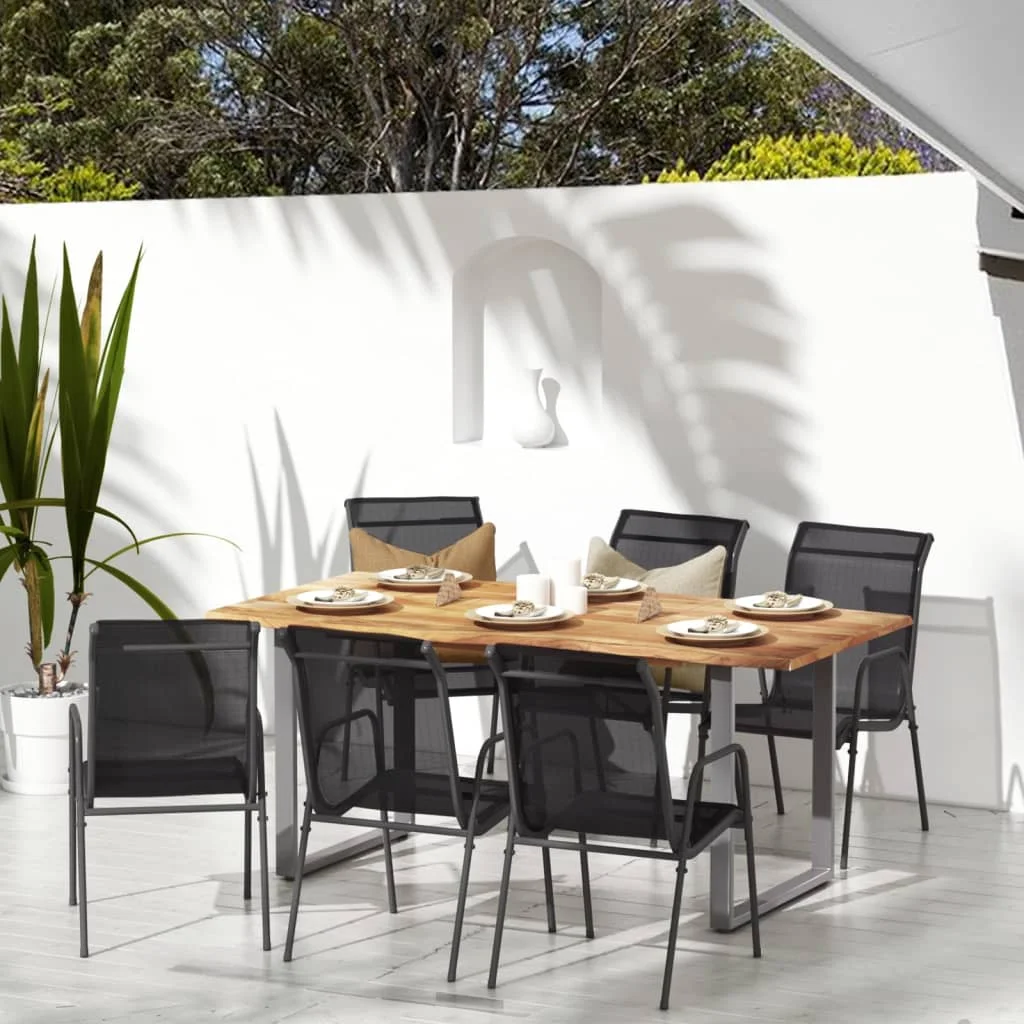 vidaXL Steel Outdoor Waterproof Patio Chairs, Black (Set of 2)