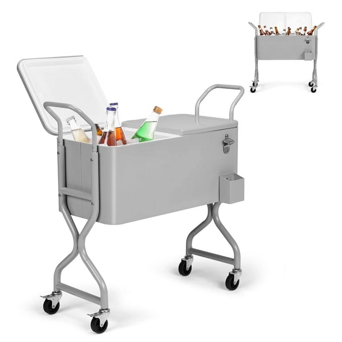 80-quart outdoor beverage rolling cooler, convenient design, easy to clean, with internal insulation function, with wheels for easy mobility, suitable for backyards and patios