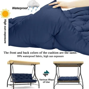Replacement Cushions for Swing, Waterproof Porch Swing Cushion, 2-3 Seat Outdoor Bench Cushion with Backrest for Patio Furniture Garden Porch Loveseat Glider Pad (Sky Blue 70*40in)
