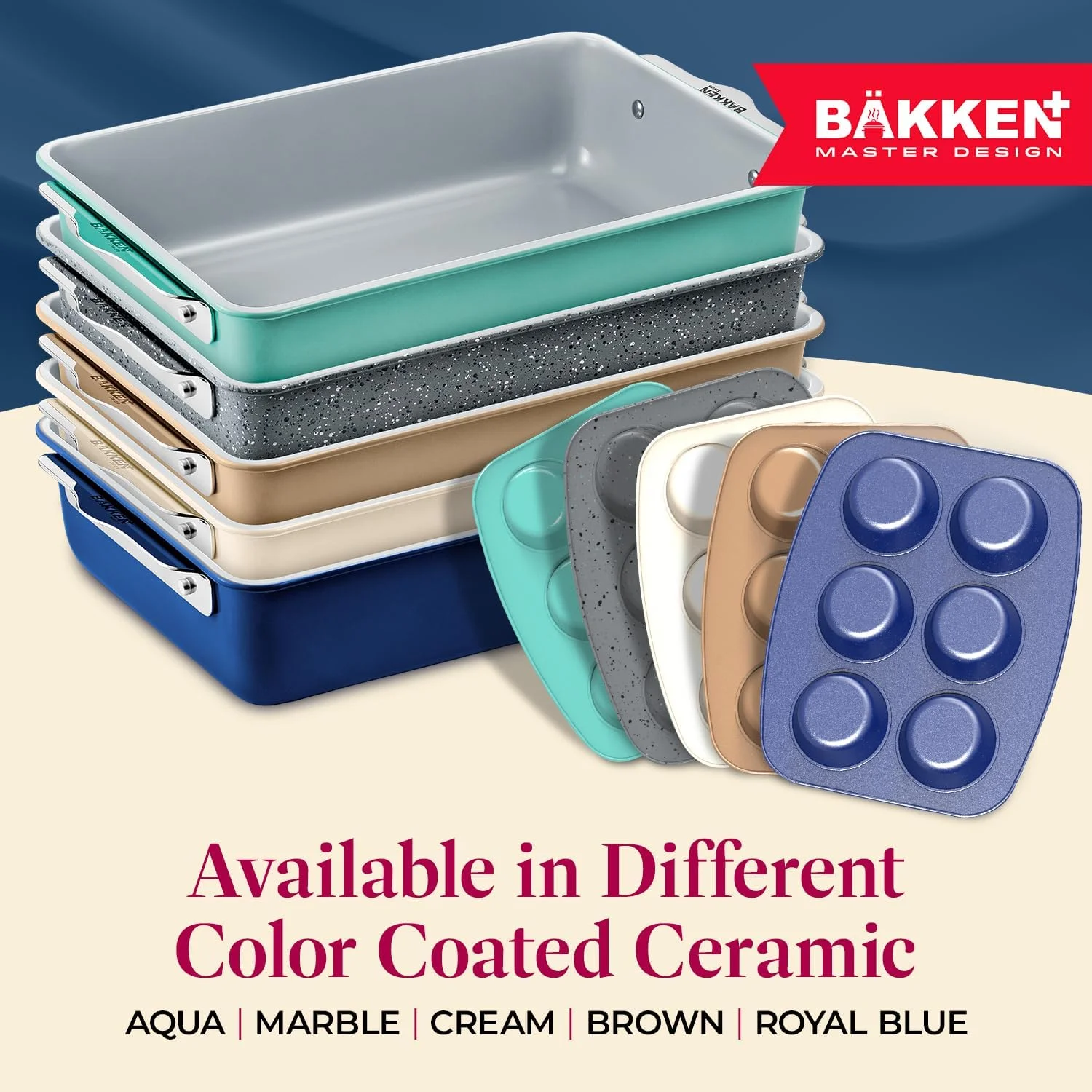 8-Piece Stackable Bakeware Set - Aluminized Steel with Ceramic Non-Stick Coating, Healthy Baking, Ergonomic Handles, Cooling Rack, Non-Toxic, Oven-Safe, Durable Quality
